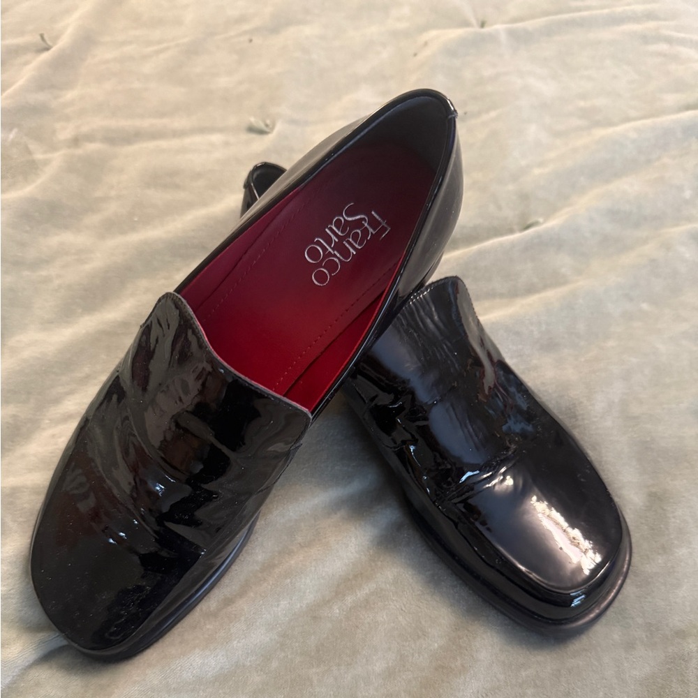 Franco Sarto Glossy Black womens Slip-Ons
